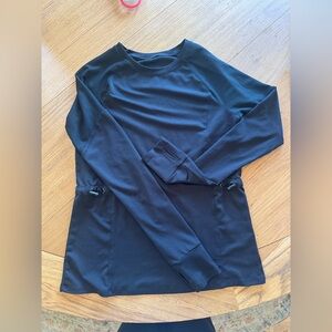 Fabletics Black Long Sleeve Workout Top with Mesh Panels